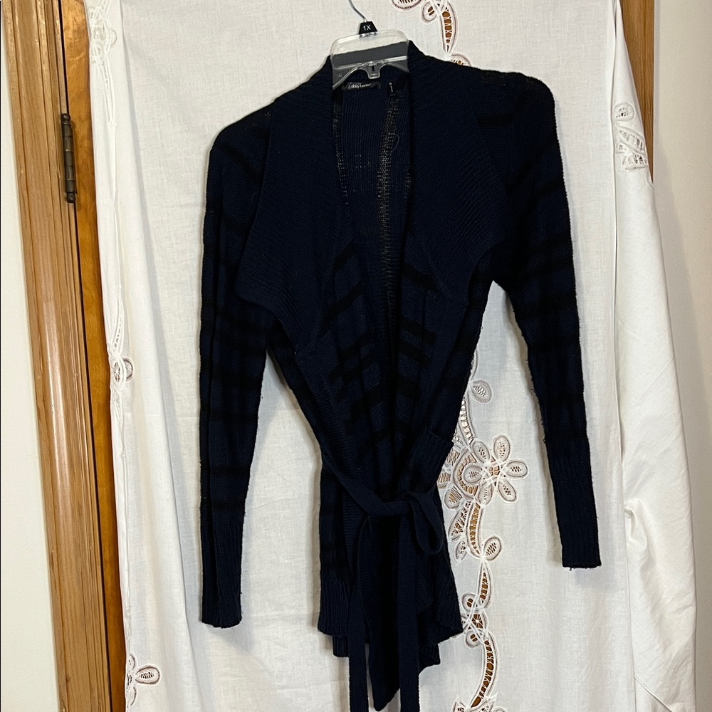 Daisy Fuentes Black Blue Striped Sweater Belt XL